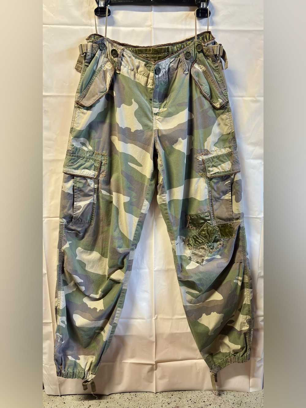 Vintage Y2K Abercrombie Camo Paratroopers Stitching Velvet Patchwork SZ 4 Unisex